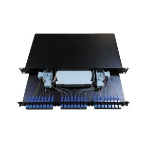 China 1U SC Simplex 24 Ports ODF Fiber Optic Patch Panel 2 Splice Tray FTTH FTTX wholesale