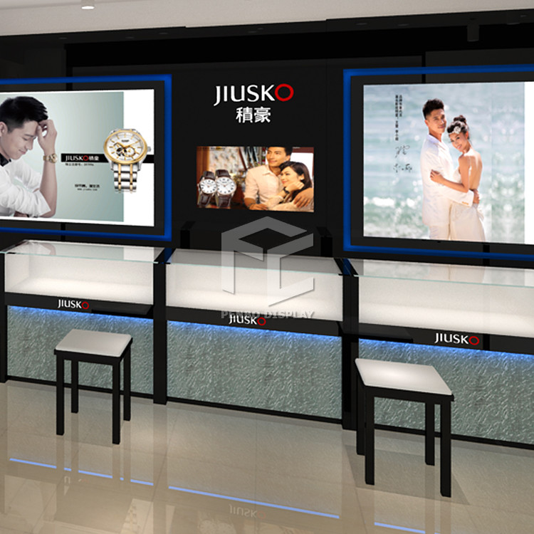 CDR Format Watch Shop Display Counter 2mm MDF Fingerprint Proof With Shop Logo