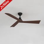 Lower Noise Sleek Black Ceiling Fan with Dark Wood Grain Blades and Remote