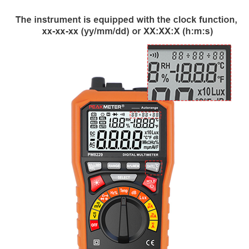 6000 counts Handheld Digital Multimeter Lux Sound Level And Frequency 5 In1 Measurement Tester