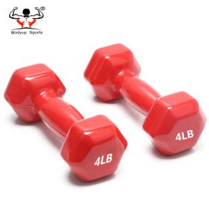 China Vinyl Dipping Fitness Equipment Dumbbells With Hexagon Ends 0.5kg-10kg Weight wholesale