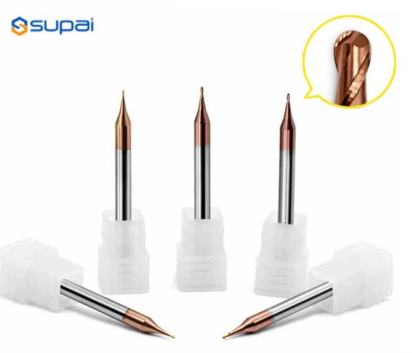 Solid Carbide Micro Cutting Diameter Medical Industry 2 Flutes Ball Nose End