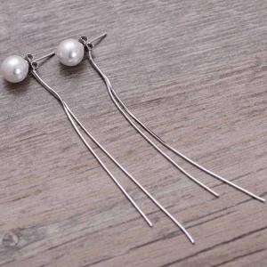 China Women Fashion 925 Sterling Silver Shell Pearl Drop Tassels Earrings（057989） wholesale