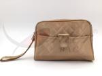 Golden Satin Polyester Travel Cosmetic Bags Environmental Friendly Material