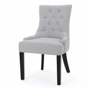 China Contemporary Fabric Dining Chairs Light Gray Tufted Upholstered With Nailhead Trim wholesale
