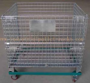 China 5&quot; Casters Removable Wire Mesh Container Storage Cages With Trolley Cars wholesale