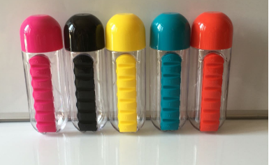 New popular 2 in 1 pill box with water cup 7 Days Pill Box bottle travel bottle with Weekly pill organizer