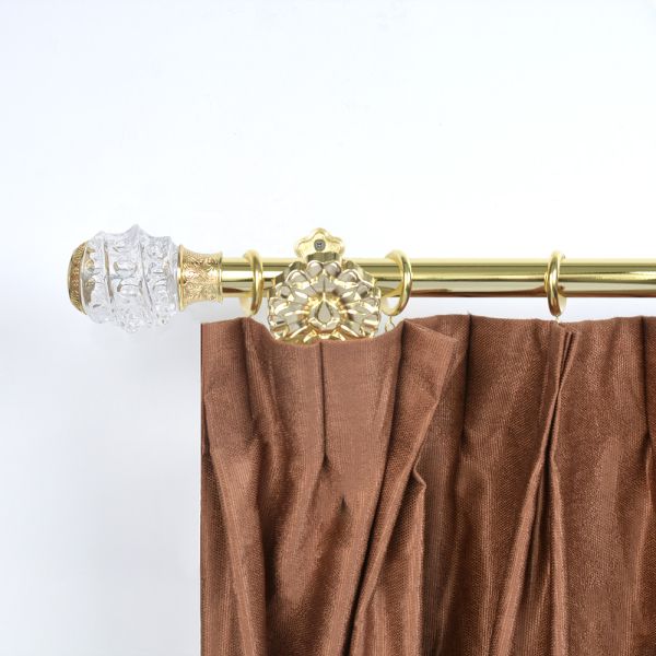 1-6M Curtain Rod Set Metal Aluminum Crystal Finials With Brackets Window Decoration