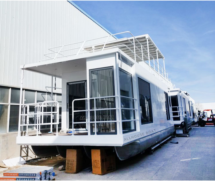 11.5m Aluminum Floating Boat Hotel Double Decker With Living Room