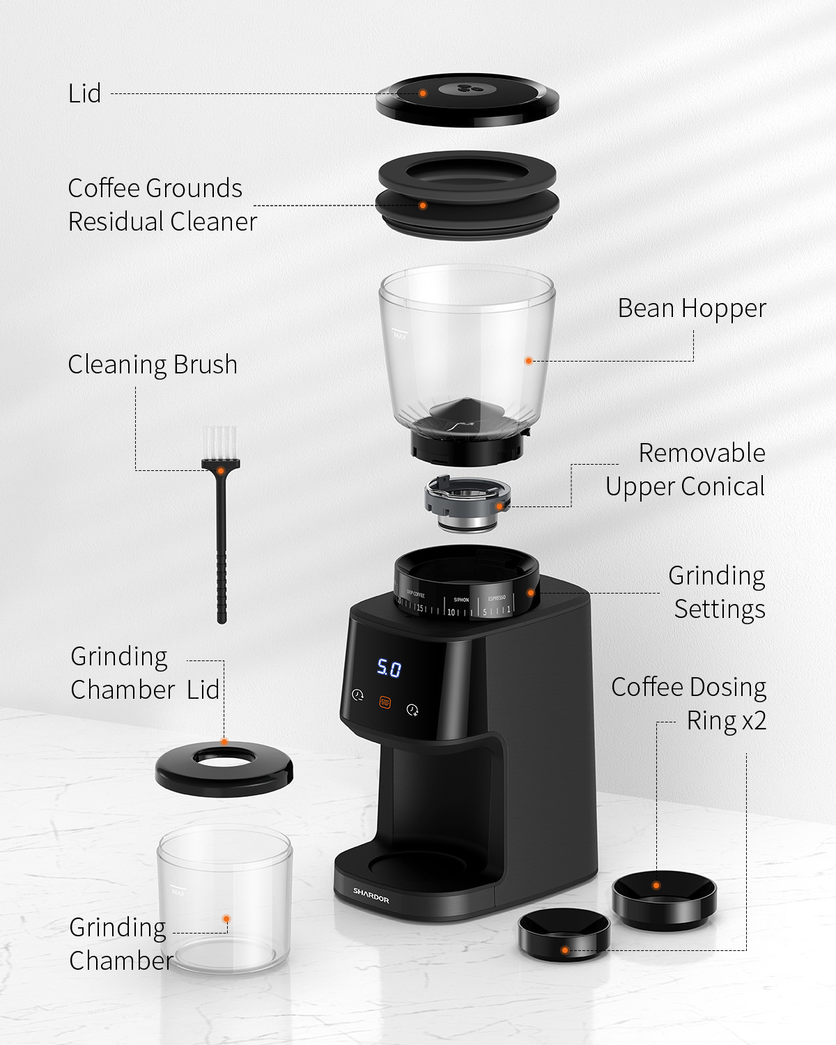 40mm OEM Stainless Steel Electric Grinding Machine Battery Powered Coffee Maker