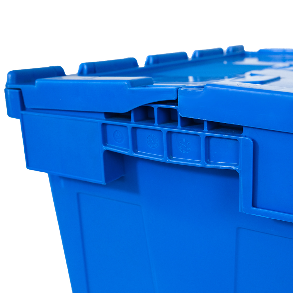 Transport Attached Lid Tote Container with Plastic Moving Crate in Customized Color