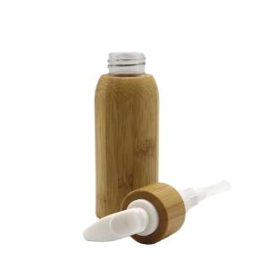 China Empty Lotion Pump Bamboo Cosmetic Containers Lotion Bottles Inner Plastic 120ml wholesale