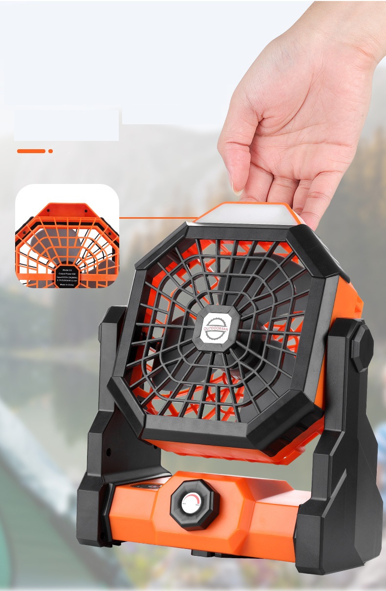 Portable 6-inch Wind Rechargeable Outdoor Tent Camping Fan With Lighting and Durable