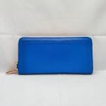 Genuine Leather Women Wallets With Zipper Fashion Blue Long Ladies Purse WA14