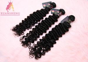 China Double Drawn Virgin Indian Hair Extension , 100 Human Deep Wave Hair 10A Hair wholesale