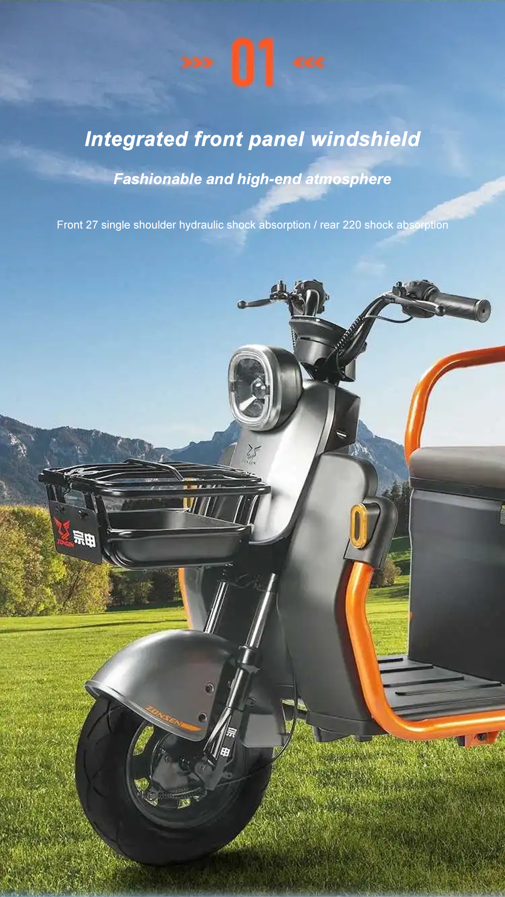 Passenger Three Wheel Electric Tricycle Scooter Driving Mileage of ≥90km and Affordable