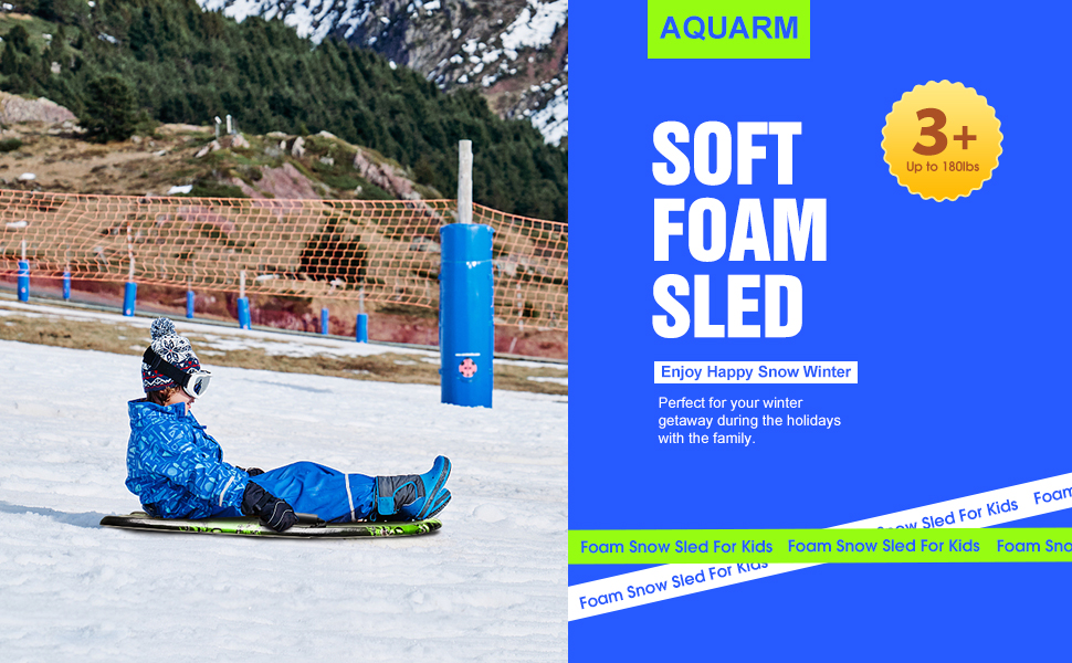 PE Core 36 inch Foam Snow Sled for Kids Lightweight and 1.18lbs Board Weight
