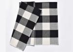 60*90 Cm Cotton And Linen Black And White Plaid Mat , Woven Outdoor Porch Mats