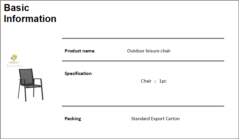 Modern Design Patio Outdoor Furniture Garden Bistro Cafe Restaurant Dining Chair Aluminum Outdoor Chair for Modern Style