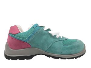 China Sky Blue Ladies Safety Shoes Suede Leather Upper Pink Collar For Summer wholesale