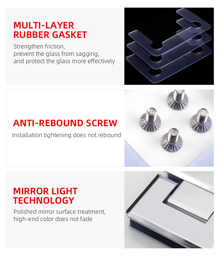 Secure Door Closure 8-12MM Glass Brushed Gold Shower Frameless Glass Door Pivot Hinge