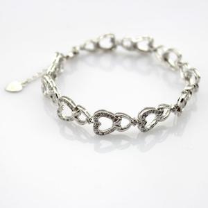 China Sterling Silver Pave Clear CZ Diamonds Heart Tennis Bracelet (B03) wholesale