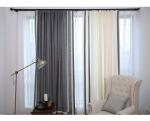 100% Linen Cotton Window Curtains , Country Style Grey And White Curtains