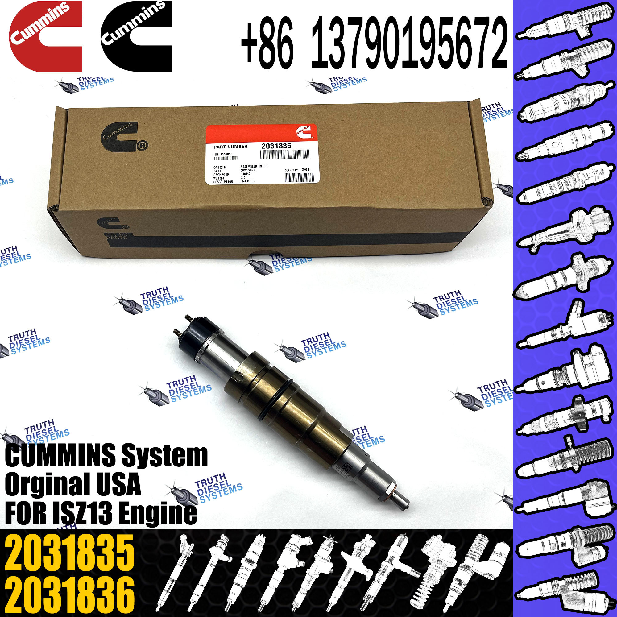 common rail diesel fuel injector 0984301 2031835 2897320 2872289 2030519 1948565 for cummins scania XPI series injector
