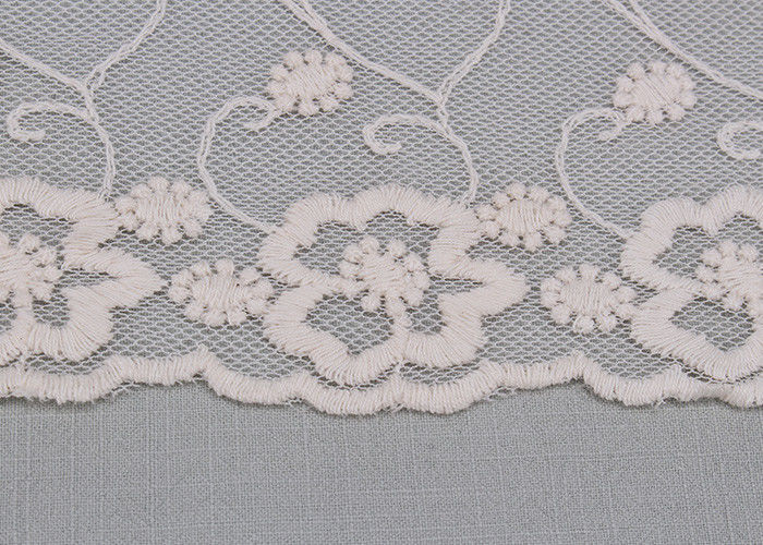 6.5 Inch Floral Embroidered Lace Trim Wide Mesh Lace Trim For Wedding Dresses