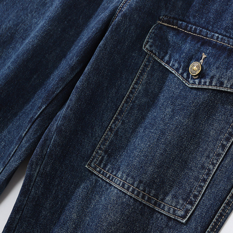 OEM Denim Pants With Pockets Straight Cargo Jeans 100pcs MOQ Bespoke Factory
