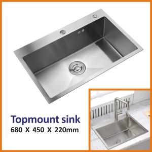 China Topmount Stainless Steel Kitchen Sink 16 Gauge Single Bowl 18 Gauge 68x45 wholesale