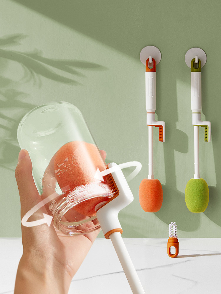Versatile Silicone Bottle Cleaning Brush 360 Degree Glass Cup Washing Kitchen Cleaning Tool Set