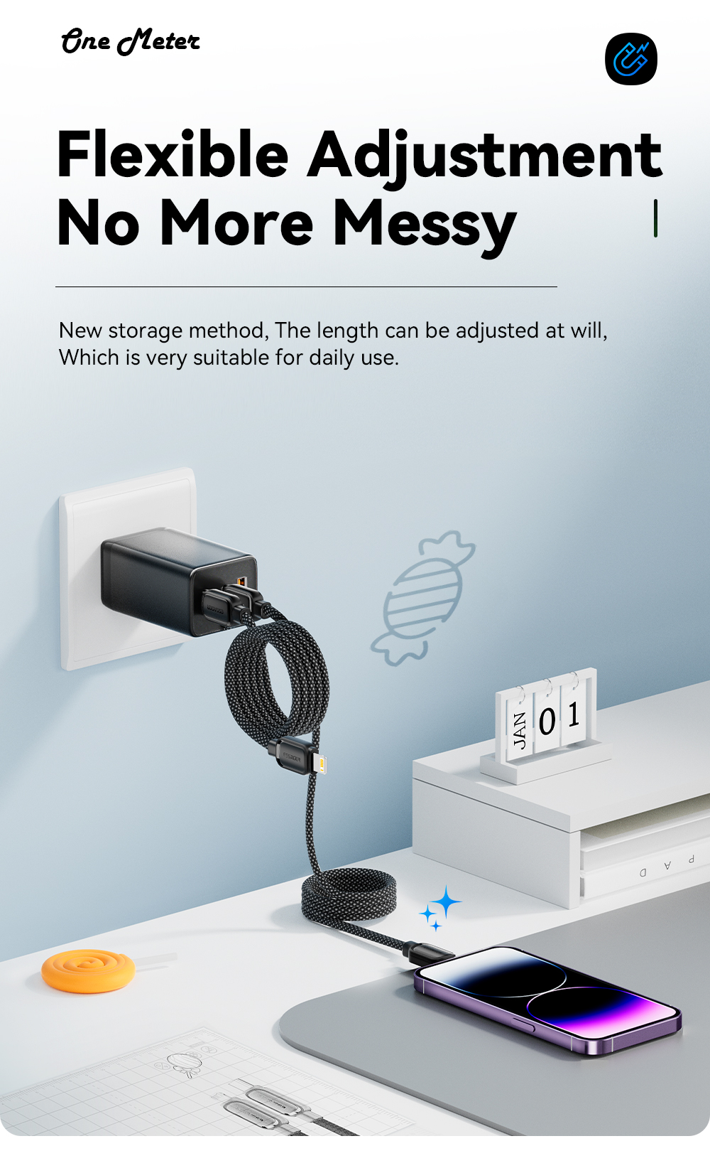 PD 29W C To L Magnetic Absorption Charging Cable IP USB Cable ES-X56 Series