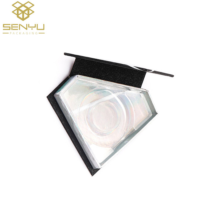 Eco Friendly Cosmetic Packaging Boxes / Black Glitter Paper Card Eyelash Box