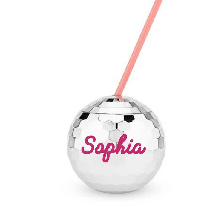 Light Up Disco Ball Drink Cup With Straws 450ml Unbreakable