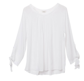 L Piping Collar 130gsm Full Polyester Women White Top