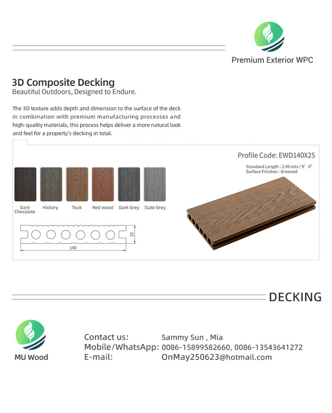 Balcony WPC 3D Board Hollow Profile Wood Plastic Composite Decking Manufacturer