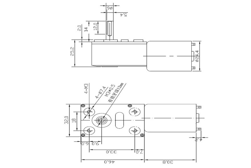 Metal High Torque DC Worm Gear Motors 12 Volt 150 RPM ROSH Approved