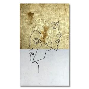 China Gold Foil Oil Painting Realist Hand Painted Figure Line Decoration Art for Home Interior Design Frame Yes Original No wholesale