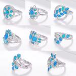 Natural Blue Sterling Opal Jewelry Ring For Women ODM