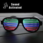 Black Frame Sound Activated LED Shutter Shades Glasses For Concerts, Party,
