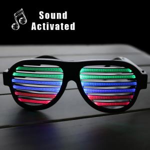 China Black Frame Sound Activated LED Shutter Shades Glasses For Concerts, Party, Night Clubs, Music Festivals wholesale