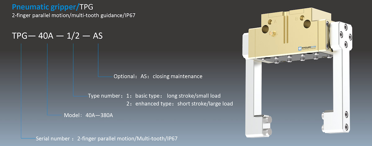 IP67 High Precision TPG 2 Jaw Gripper Multi Tooth Guidance Permanent Lubrication