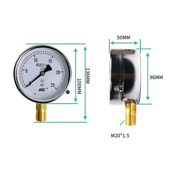 YE-100 Diaphragm Pressure Gauge Sensor 0-40kpa Easy Installation