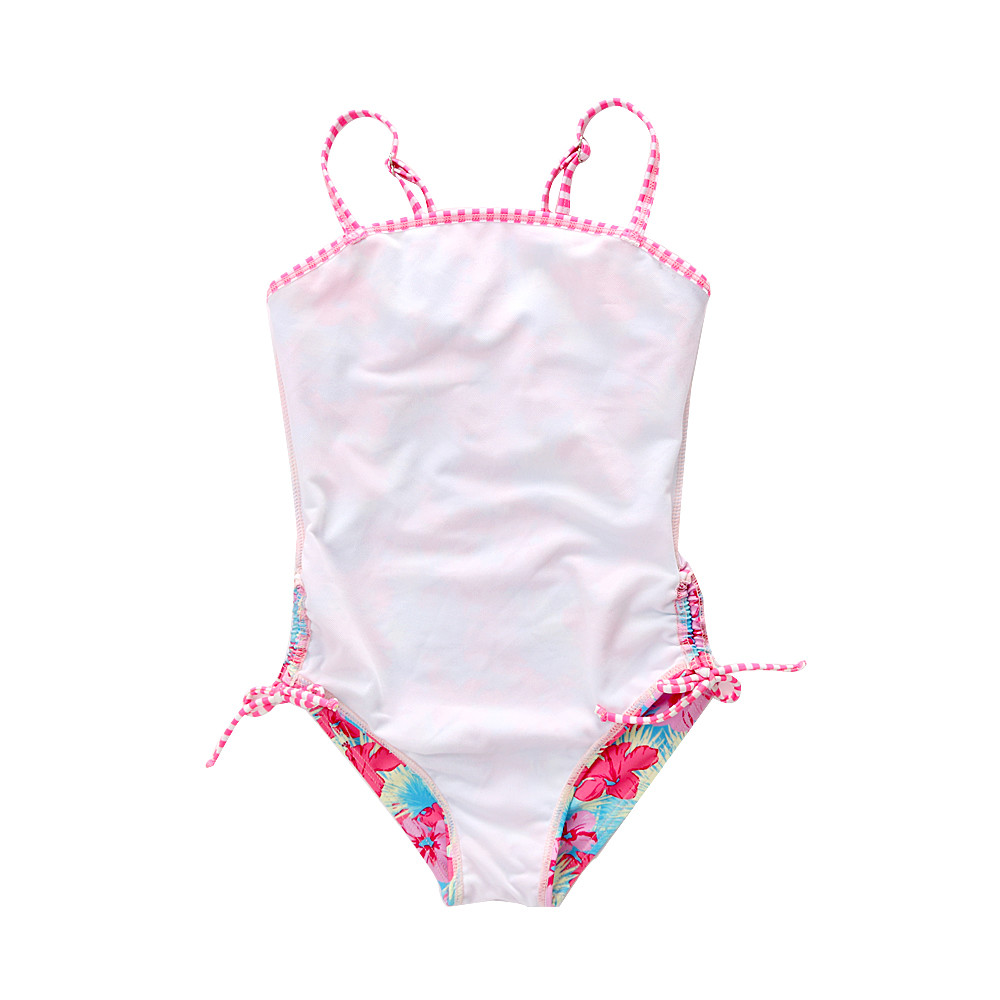 Girl's Swimwear flower print Double-deck flouncing Swimsuit off shoulder swimwear one piece swimsuit