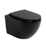 Commercial Tankless Wall Hung Toilet Ada 450mm 500mm Black Silent Seat Cover