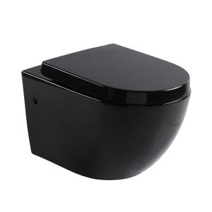 China Commercial Tankless Wall Hung Toilet Ada 450mm 500mm Black Silent Seat Cover wholesale