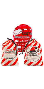 3 PCS Christmas Personalized Santa Burlap Sack