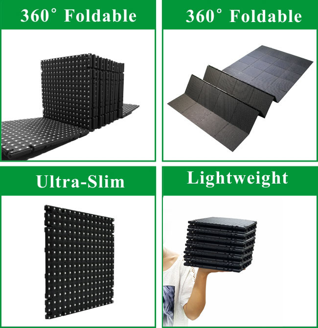 16 Bits 3528 SMD LED Curtain Display , Ultra Slim Flexible LED Screen 6mm 360 Degree Foldable