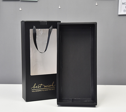 Custom Gold Stamping Logo Flowers Display Gift Box with PVC Window and Ribbon Handle